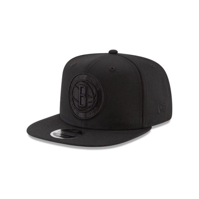 Brooklyn Nets Gorra | New Era NBA Black On Black High Crown 9fifty Snapback Cap Mexico - Negros